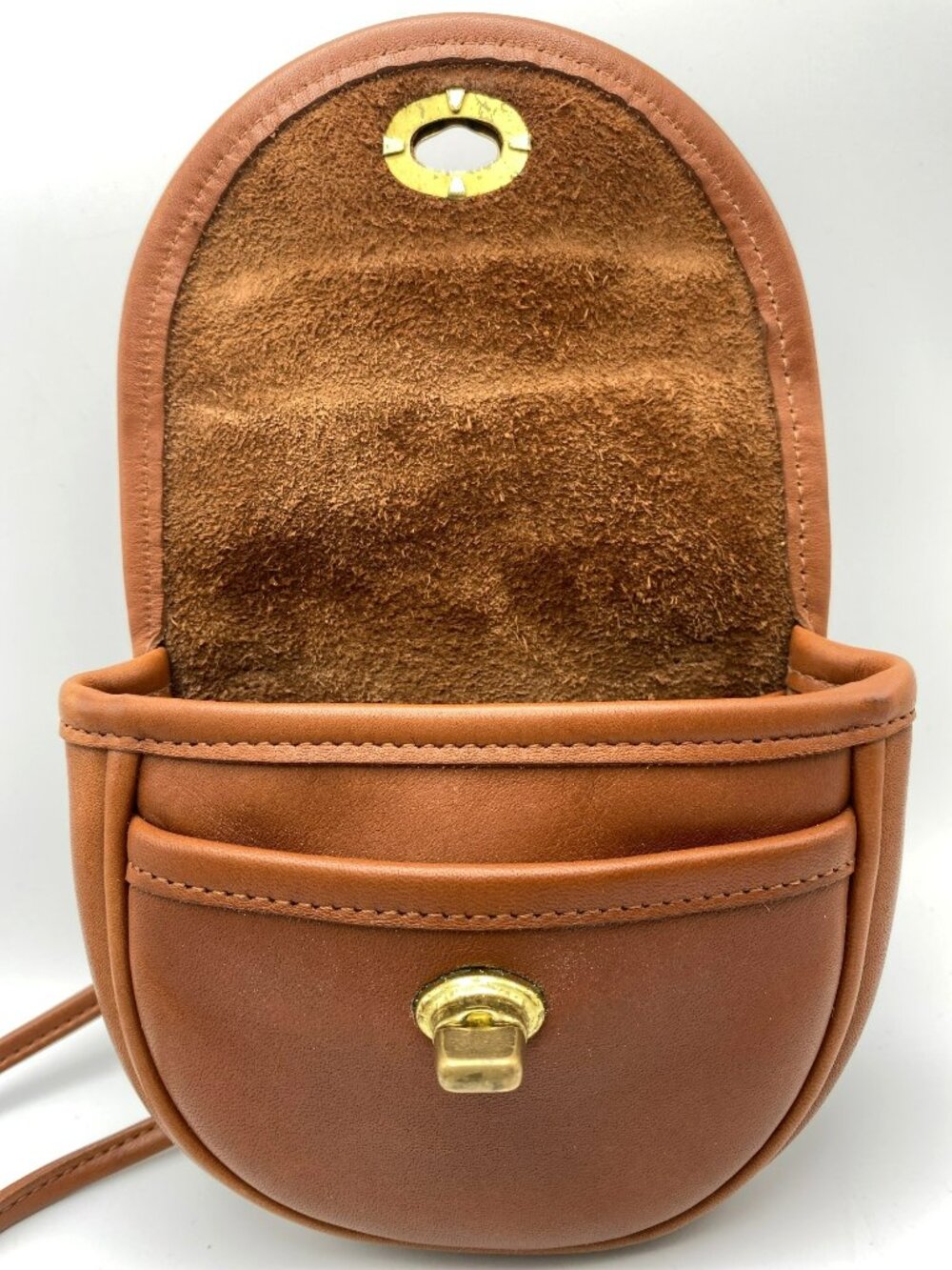 Vintage Coach Watson Bag B7C-9826 British Tan Brown Leather Brass Crossbody 9826 - Picture 9 of 13